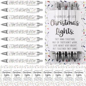 75 Pcs Snowflake Pens for Coworkers Bulk Winter Ballpoint Pens with Thank You Cards Teacher Appreciation Gifts for Coworker Employee Team Staff Office (Xmas Light String)