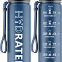 Water Bottle with Straw, 32oz Motivational Water Bottles with Time Marker to Drink, Tritan BPA Free, 1L Sports Water Bottle with Carry Strap LeakProof for Women Gym Fitness Outdoor (1 Pack)