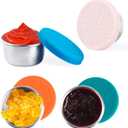 LALASTAR Salad Dressing Container To Go, 4x1.6oz Stainless Steel Condiment Containers with Lids, Premium Silicone, Leakproof and Reusable Small Containers with Lids (Multicolor)