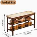 latifolia Shoe Rack Bench, 3-Tier Bamboo Shoe Bench with Breathable Rattan Seat Cushion, Shoe Storage Rack for Entryway(Walnut,31.50''L)