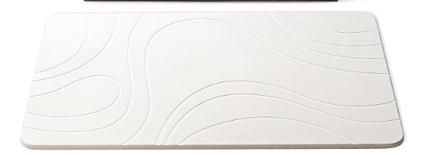 Stone Bath Mat Diatomaceous Earth Shower Mat Non-Slip Super Absorbent Diatomite Stone Mats for Bathroom Floor/Ktichen Cuonter Quick-Drying Easy to Clean (24''*16''White)