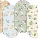 VitalCozy 4 Pcs Watercolor Dragon Bassinet Sheets 32 x 16 x 3 Inches Dragon Sheets for Standard Bed Toddler Mattresses Soft Breathable Cute Watercolor Print Newborn Bedding for Girl Boys