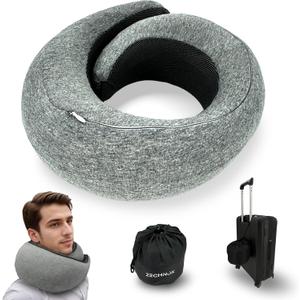 2024 Ergonomic Travel Neck Pillow,Neck Pillow Airplane,Premium Memory Foam,360 Contoured Design,Washable Cover,Complete Travel Set,Perfect for Airplane,Car and Office