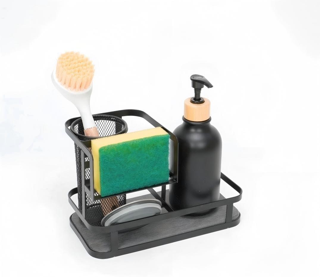 Kitchen Sink organizer with diatomite stone and High dish brush holder,2 Tier Large kitchen sink caddy organizer for Kitchen Sink Accessories & Countertop Organizer.