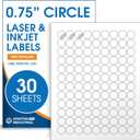 0.75" Printable Round Labels for Inkjet and Laser Printers - 3240 Blank Stickers, 30 Sheets for Price Tags, Thank You Stickers, QR Codes, Business Logos - Spartan Industrial Template C001
