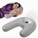 Ear Piercing Pillow - Side Sleeper Body Pillow with Ear Hole for Pain Relief, J-Shaped Ergonomic Support, 20x26 Inches (Grey)