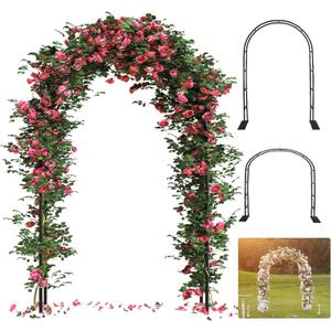 Thickened Rustproof Garden Arch, Wedding Arch- 4.6 * 7.8 or 6.4 * 7.5Ft, Easy to Assemble, Long Lasting and Durable, Metal Arch for Garden Arbor Trellis & Climbing Plant