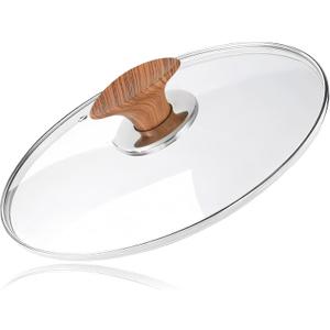 6 Inch Universal Pan Lid, Tempered Glass Lid for Frying Pan, 6,8,9.5,10.5,11,12,12.5 Inch Universal Lids for Pots, Pans and Skillets (Wood)
