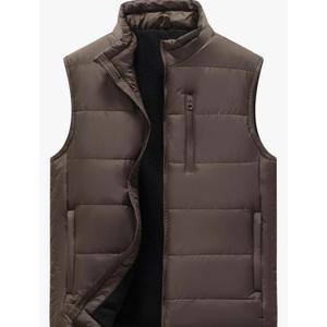 VtuAOL Men's Puffer Vest Outdoor Hooded Padded Vest Softshell Outerwear Vest for Travel Hiking Size S