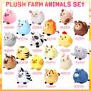 Halloscume 18 Pcs Mini Stuffed Animals Bulk 3.15 Inch Small Plush Farm Jungle Animal Ornament Set for Valentine's Day Exchange School Prizes Easter Egg Fillers Basket Stuffers Birthday Party Favors