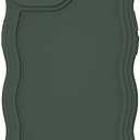 Anuck for iPhone 14 Plus Case Wave, Curly Frame Design for Women Girls, Cute Wavy Solid Color Aesthetic Phone Case Soft Flexible TPU Shockproof Full-Body Protective Cover 6.7" - Deep Green