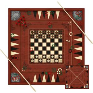 Carron Board Game Set, 27.5 Inch Crokinole/Backgammon/Bowling Game, Tabletop Flicking Game with Discs, All in One Board Game Set for Adults, Family Game Night