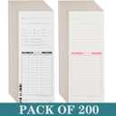 E79-200PCS Time Cards for Employees, 2 Sided Time Sheets, 3-3/8" x 9", Universal Payroll/Job Time Cards for 7000E/7500EBlack/Red