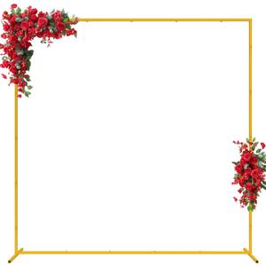 Wedding Arch 6.6FT x 6.6FT Square Backdrop Stand Gold Metal Balloon Arch Stand for Ceremony Wedding Arches for Ceremony Birthday Party Bridal Shower Anniversary Decoration