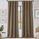 OWENIE Sally Taupe Blackout Curtains 96 Inches Long 2 Panels Set for Bedroom Living Room, Solid Room Darkening Thermal Insulated Energy Saving Window Treatments Drapes, W40 x L96 Inch, Taupe