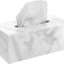 Tissue Box Cover, Marbled Acrylic Tissue Box Holder Rectangle Handmade Facial Tissue Holder Napkin Dispenser for Bathroom Kitchen Bedroom Home Office (Marbled, 9.85" L x 5.1" W x 4.5" H)