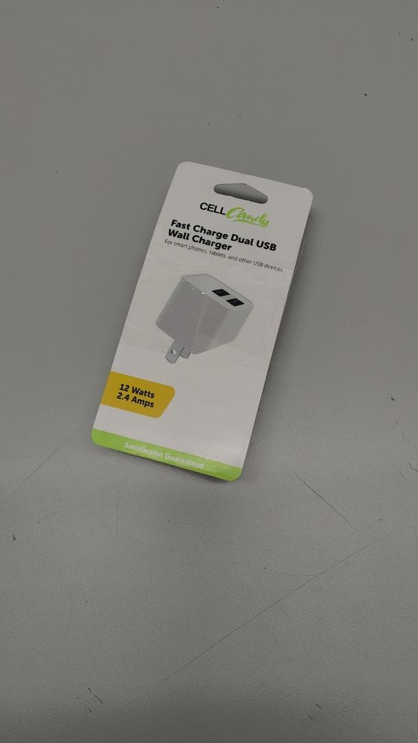 Cell Candy 12W Fast Charge Dual USB Wall Charger 2 Prong White Module Port