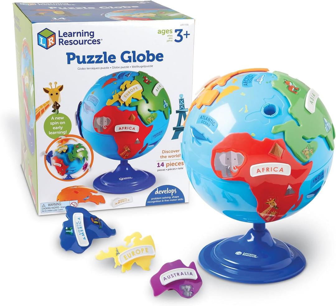 Learning Resources Puzzle Globe - Earth Montessori Toys, Preschool Classroom Must Haves, STEM World Puzzles, Educational Geography Games, Fine Motor Skills, Gifts for Boys and Girls