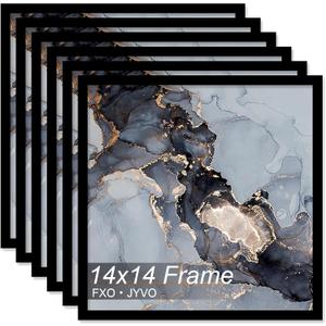 14x14 Frame Set of 6, Black Picture Frame for 14 x 14 Square Picture Poster Photo, Light Weight and High Transparent 14 by 14 Frame for Wall - 6 Pack/Black/14 x14