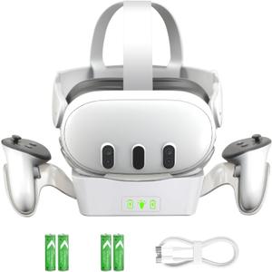 SHANSHUI Charging Dock for Meta Quest 3, Fast Charging Station for Oculus Quest 3 VR Headset & Controllers (White)