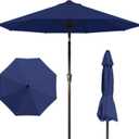 9FT Patio Umbrella with Fiberglass Ribs, Outdoor Market Table Umbrella with Crank and Tilt, UV Resistant Waterproof Canopy for Patio, Garden, Deck, Pool, Navy Blue
