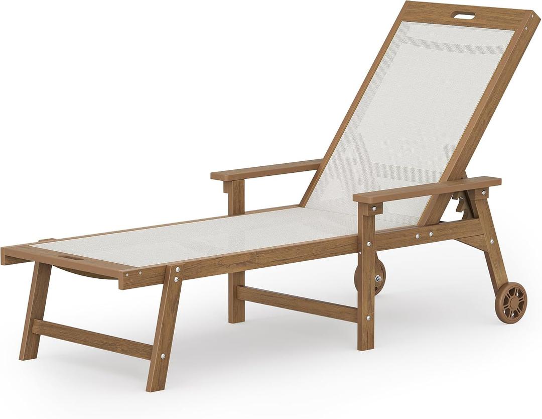 LUE BONA Lounge Chair Outdoor,HDPS & HDPE Wicker Adjustable Chaise