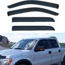 Set of 4 Window Visors Compatible with 2009-2014 F-150 SuperCrew/Crew Cab Front+Rear Smoke Sun/Rain Guard Outside Mount Tape-On Acrylic with 4 Full Size Doors