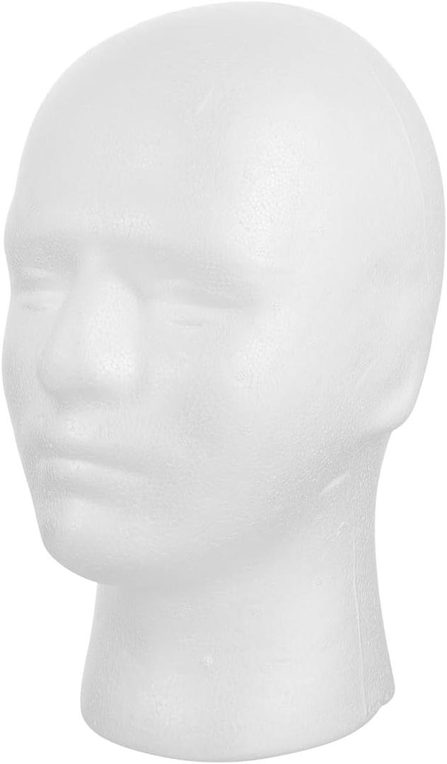 FRCOLOR Male Mannequin Head Model 10.43 Inch Foam Display Stand for Wigs Hats Scarves Glasses Accessories Salon and Store Use