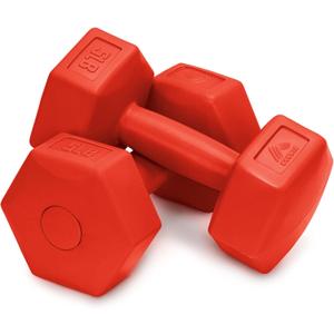 RBX Vinyl Coated Hand Weight Dumbbell Set - Hex Shaped, Roll Free for Body Building/Sculpting/Strength Training Exercise, (Set of 2) (5lb, Red)