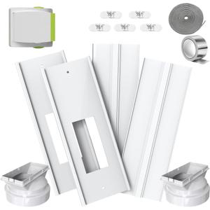 Dual Hose Portable Air Conditioner Window Vent Kit 26-62"Adjustable with 2 Universal 5.0/5.9"Coupler Security Lock 2 Weather Strippings Fit LG Portable AC Vertical/Horizontal Sliding Window Seal Kit