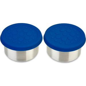 LunchBots 4.5 oz Stainless Steel Dressing Container for Condiments, Dips, Snacks, Dipping Sauce Cups with Silicone Lid, Fits in Lunch Bags and Bento Boxes - Set of 2 (Blue)