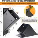 8pack 4x4 (Actual 3.5''x3.5'') Degree Angle Support Brackets, for Pergola, Gazebo, Deck Wood Frame Structures Provide Support 45 Degree Angle Bracket