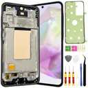 OLED Galaxy S23 FE Screen Replacement for Samsung Galaxy S23 FE 5G LCD Screen Touch Digitizer Display Pantalla with Frame Tool kit SM-S711U with Fingerprint Black