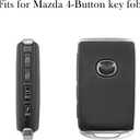 Key Fob Cover for Mazda CX-5 CX-30 CX-50 CX70 CX90 3 6 CX-9 MX-5 Miata | 2026-2019 Mazda Silicone Key Case, Fluorescent Buttons, Full Protection, 4 Button, 2-Pack, Including Keychain, Black Blue
