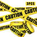 Premium Yellow Caution Tape Roll, 3 inch x 1000 feet, Ideal Use for Danger/Hazardous Areas/Crime Scene Halloween Party Decorations (3-Pack)
