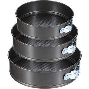 3 Pack 7.8", 8.5", 9.5" Removable Springform Cake Pan, Round Nonstick Cheesecake Pan, Cake Pans Molds with Leakproof Bottom Removable for Baking Cheesecakes, Pie, Pizza and Quiches