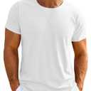 UNCLECAT Mens Short Sleeve T-Shirts Crew Neck Casual Shirt Summer Classic Basic Lightweight Fashion Tees White (White, S)