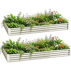 8FTx4FTx1FT(2 Pack) Galvanized Metal Raised Garden Bed, Galvanized Planter Box Outdoor, Metal Raised Garden Beds for Flower,Vegetables, Herb,Galvanized (Sliver)
