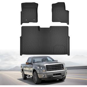 Cartist Floor Mats for Ford F-150 SuperCrew/Crew Cab 2010-2014 Bucket Seat, All Weather Floor Liners for F150 Accessories W/O Manual Shifter, Heavy Duty Car Mats, Car Accessories