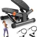 Niceday Twist Stepper for Exercise at Home, Mini Stair Stepper with Resistance Bands at Home Workout Equipment with 300LBS Loading Capacity, Hydraulic Fitness Stepper with LCD Monitor Gray