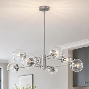 Bagood 8-Light Mid-Century Modern Nickel Sputnik Chandeliers Dining Room