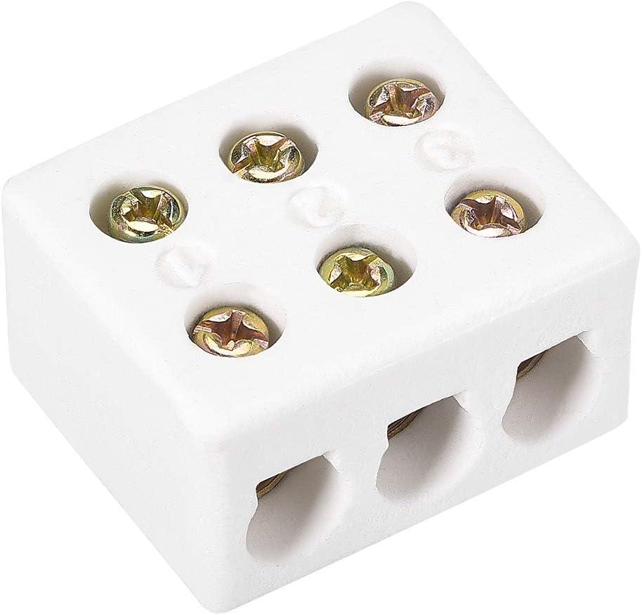 uxcell 3 Way 6 Hole Ceramics Terminal Blocks High Temp Porcelain Ceramic Connectors