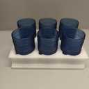 Vintage Glassware Drinking Glasses Set of 6,15 oz Hobnail Glass Cups,Embossed Blue Water Tumbler,for Beer,Cocktail,Whiskey,Juice and Various Mixed Drinks- 1 Cleaning Brush