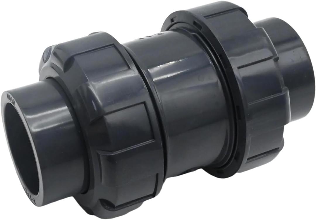 EATAKWARD 1-1/2 inch PVC True Union Check Valve, Slip-Slip Full-Port Practical Check Valve, Sch80 Socket Insert Pool Ball Check Valve for Backflow Prevention