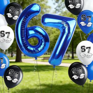 6 7 Birthday Decorations, 32pcs Six Seven Party Supplies Balloons for I Was 6 Now I'm 7 Birthday Decorations Boys