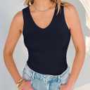 ANRABESS Tank Tops for Women V Neck Ribbed Knit Slim Fitted Sleeveless Basic Tee Tanks Casual Summer Clothes 2026 (S)