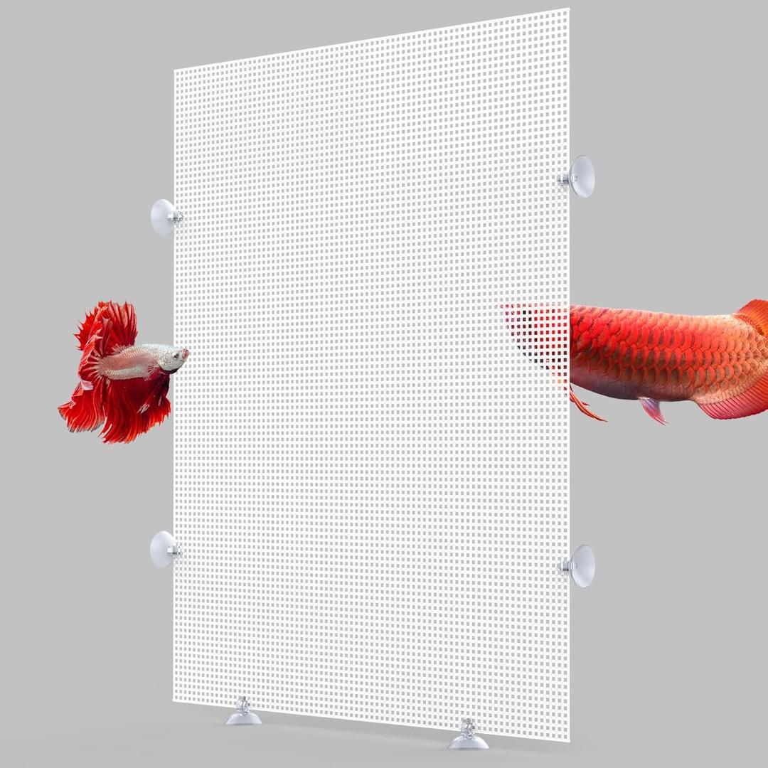 2 Pack Fish Tank Divider with Suction Cup, Aquarium Divider Plastic Cuttable Grid Plate for Juvenile Fish Separator DIY Designed Clear Easy to Bent Cut and Assemble, 13x17.3in