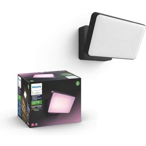 Philips Hue Discover Outdoor Smart Flood Light Fixture, Black - 15W, White and Color Ambiance LED Color-Changing Light - 1 Pack - Requires Hue Bridge - Control with Hue App and Voice - Weatherproof