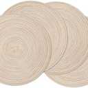 SHACOS Round Braided Placemats Set of 4 Round Table Mats for Dining Tables 15 inch Washable Kitchen Table Place Mats Indoor (Beige, 4)
