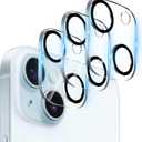 3 Pack Tempered Glass Camera Lens Protector for iPhone 15 6.1" & for iPhone 15 Plus 6.7", Ultra HD, 9H Hardness, Anti-Scratch, Case Friendly, Easy to Install [No Affect on Night Shots]